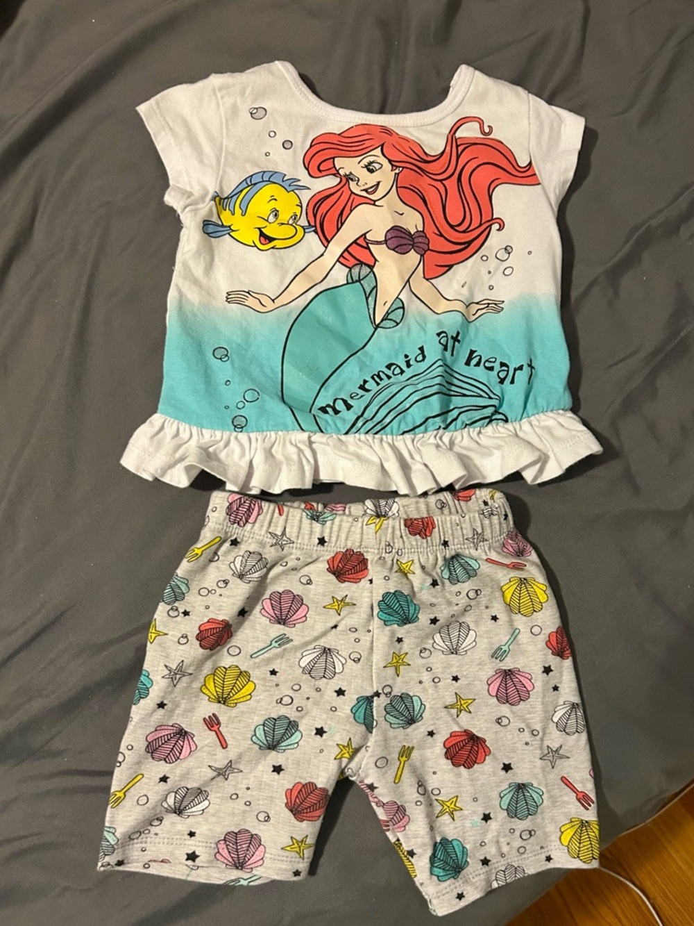 Disney Princess White Toddler Shorts with Pastel Shell Print